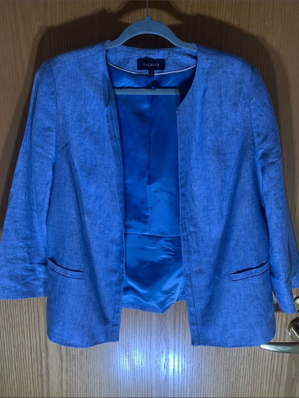 Women’s Talbots 100% Linen Blue Blazer - Size 14- Lined